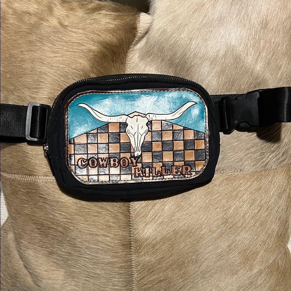 Cowboy Killer Leather Waist Crossbody Bag - Turquoise & Brown